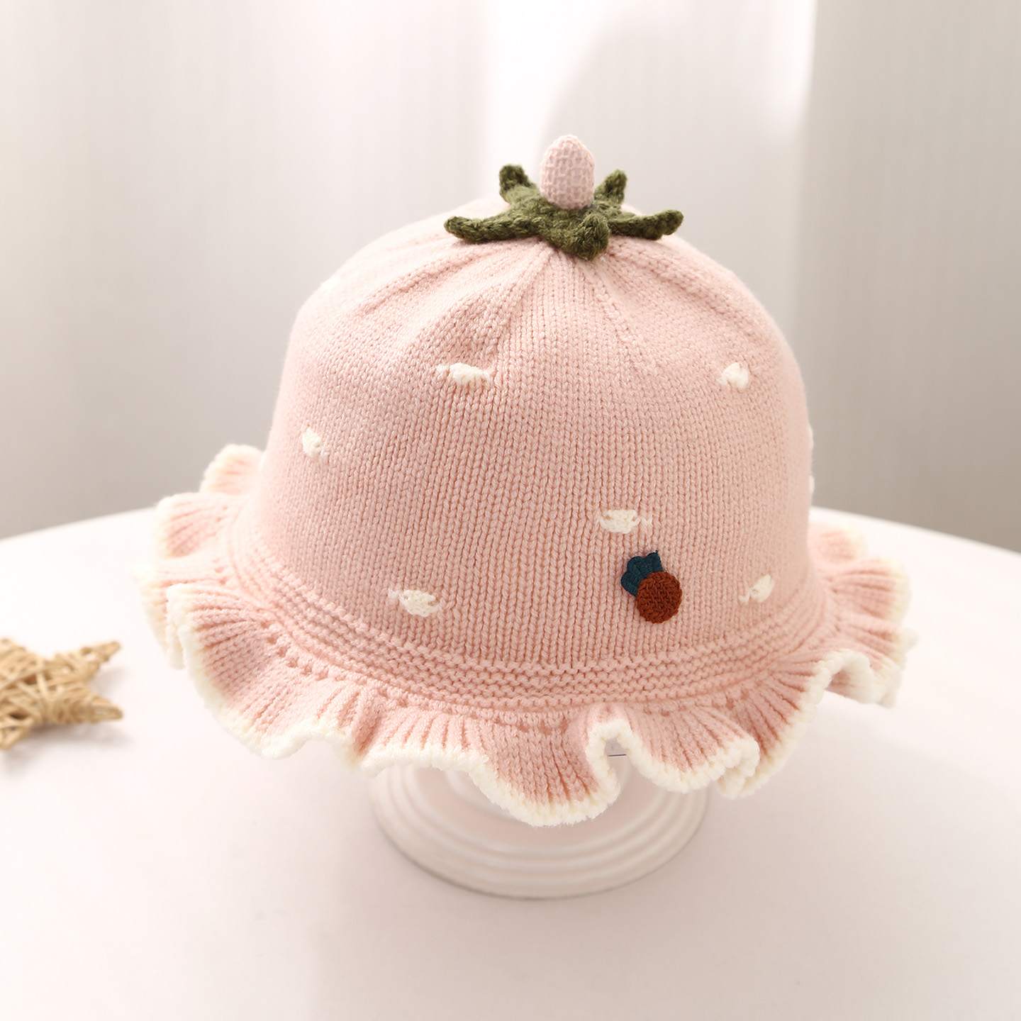 婴儿针织帽秋冬季洋气婴儿毛线帽子婴幼儿甜美可爱保暖帽婴儿帽子