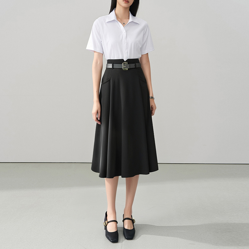高腰百褶裙通勤半身裙秋高级感女新款伞裙中长款裙子a字裙