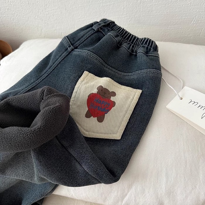 男童加绒裤子牛仔裤儿童宝宝秋冬款2025新款冬季长裤潮牌中小童
