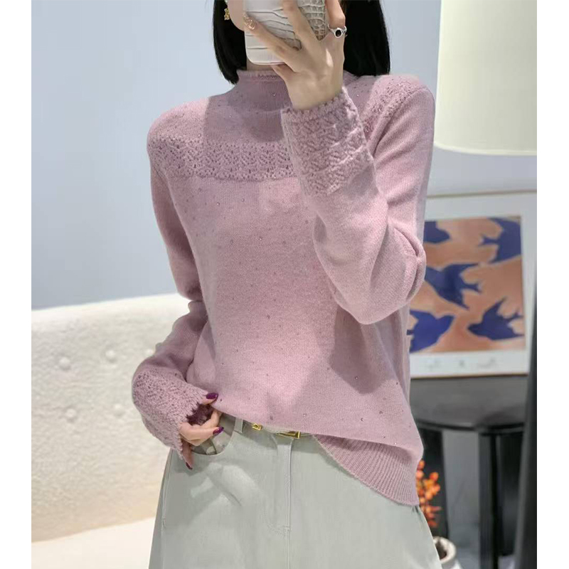 打底衫女半高领毛衣套头秋冬新款时尚洋气烫砖针织衫内搭上衣