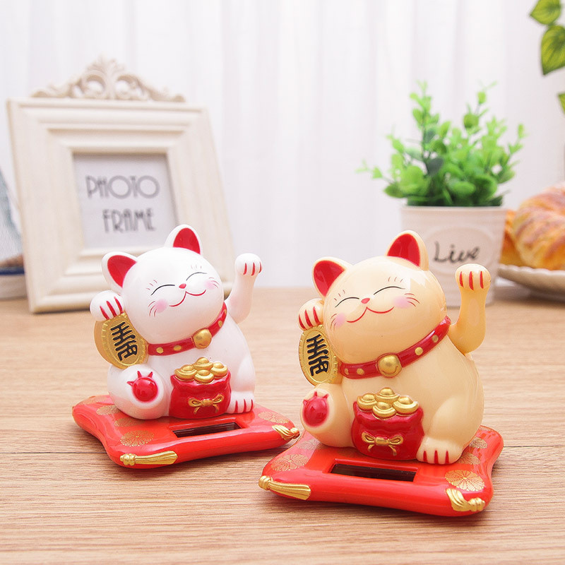 【福利新品】小号2.5寸摇手招财猫太阳能招手猫创意车饰车摆件工艺