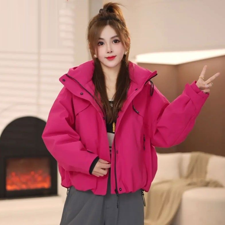 时尚派克棉服短外套女2025冬季新款洋气宽松显瘦冲锋衣连帽棉袄潮