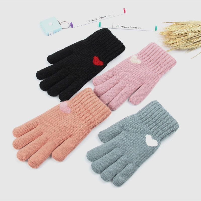 高品质桃心双层针织加厚加绒冬季保暖防寒手套户外零下40度可触屏