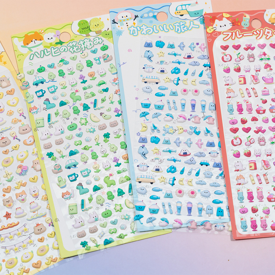 韩版立体水果泡泡贴纸卡通ins高颜值美食动物装饰手账ccd贴画