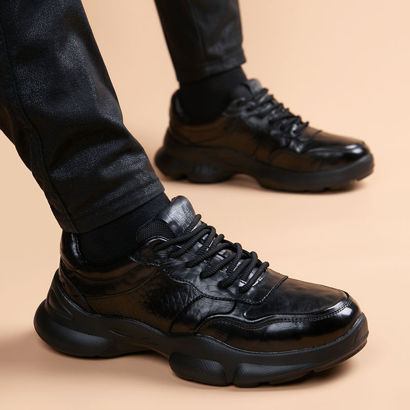 休闲皮鞋增高厚底舒适年轻人百搭鞋系带休闲时尚百搭出行男款皮鞋