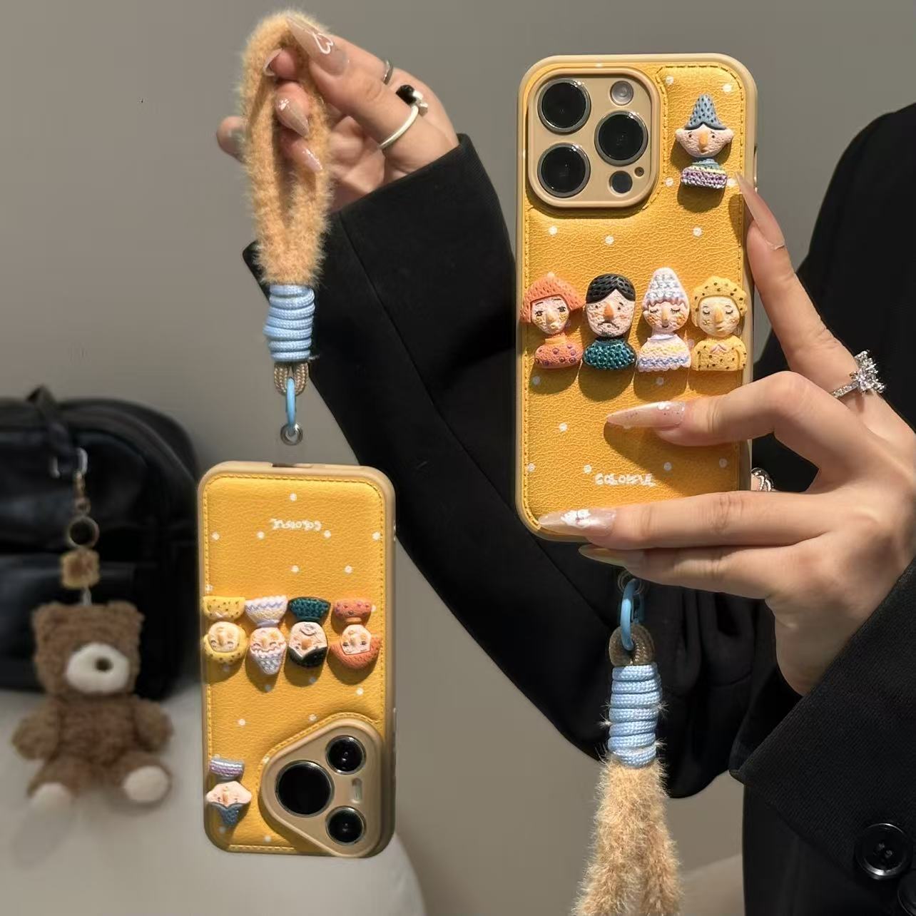 GGBond立体卡通人偶挂绳适用苹果17/16气垫手机壳华为P70vivo小米