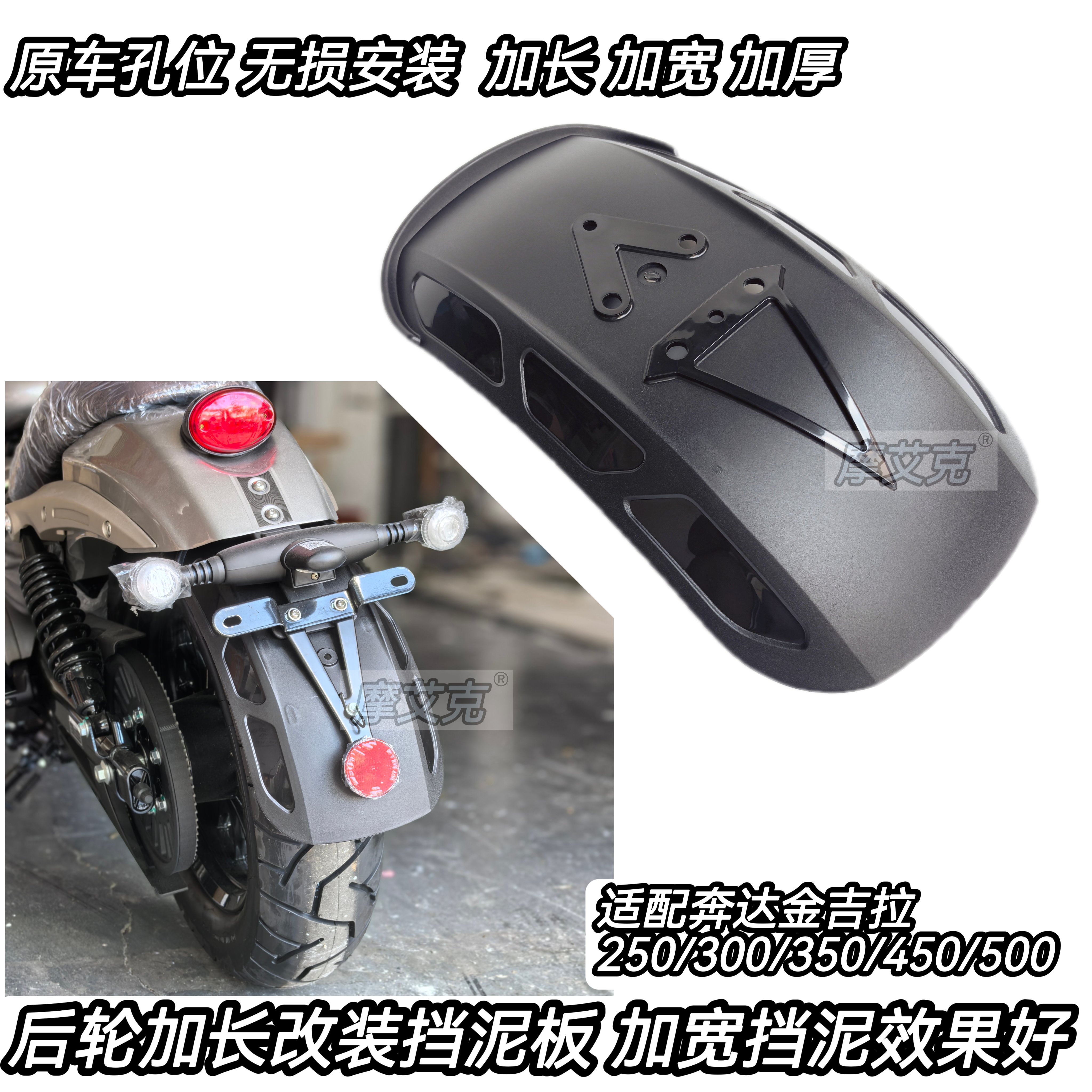 适用20至25款奔达金吉拉350/250/300后挡泥板改装件无损保护水箱