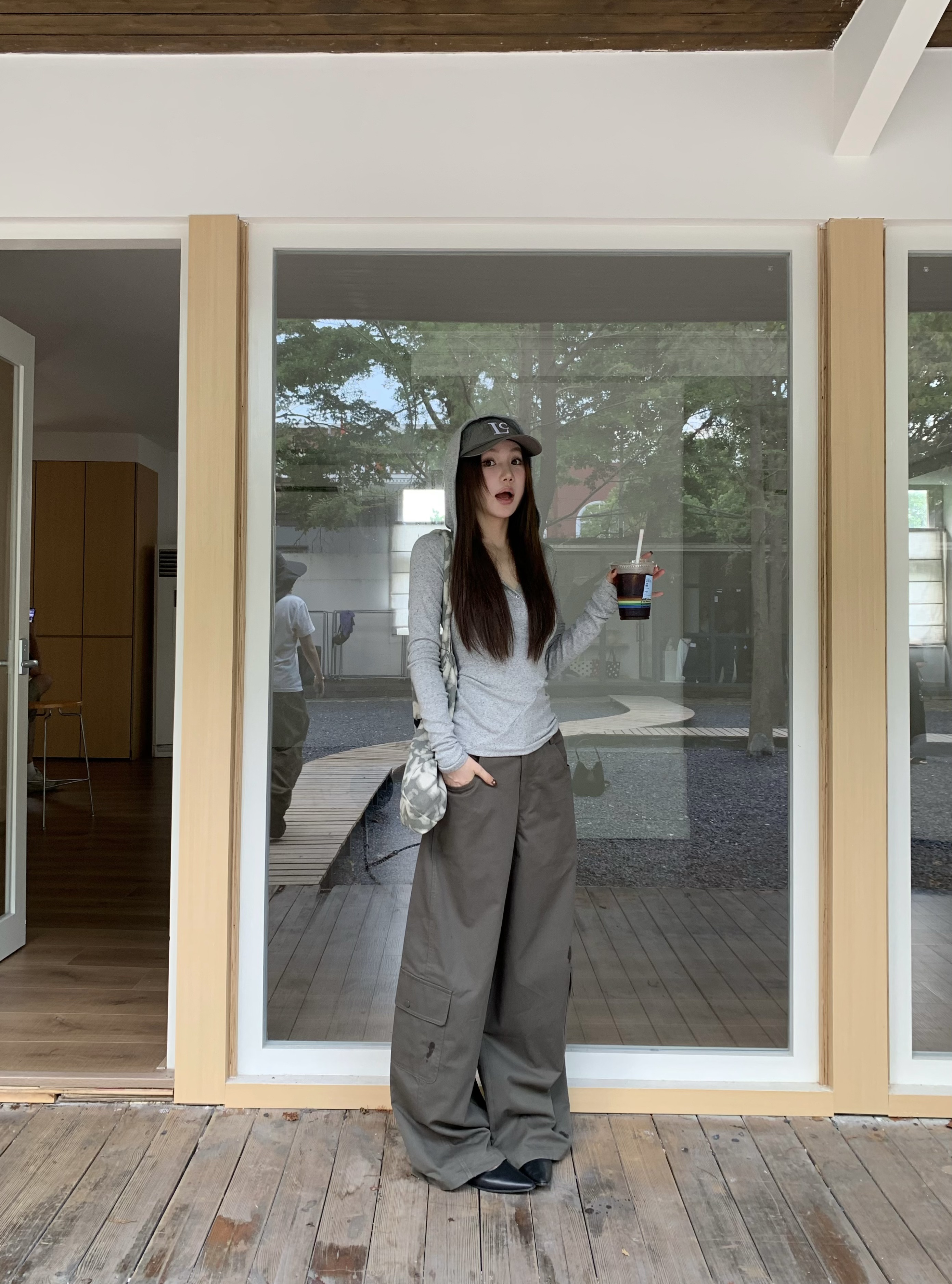 番茄妹妹Tomatosister 白色工装裤美式辣妹休闲裤宽松百搭拖地裤