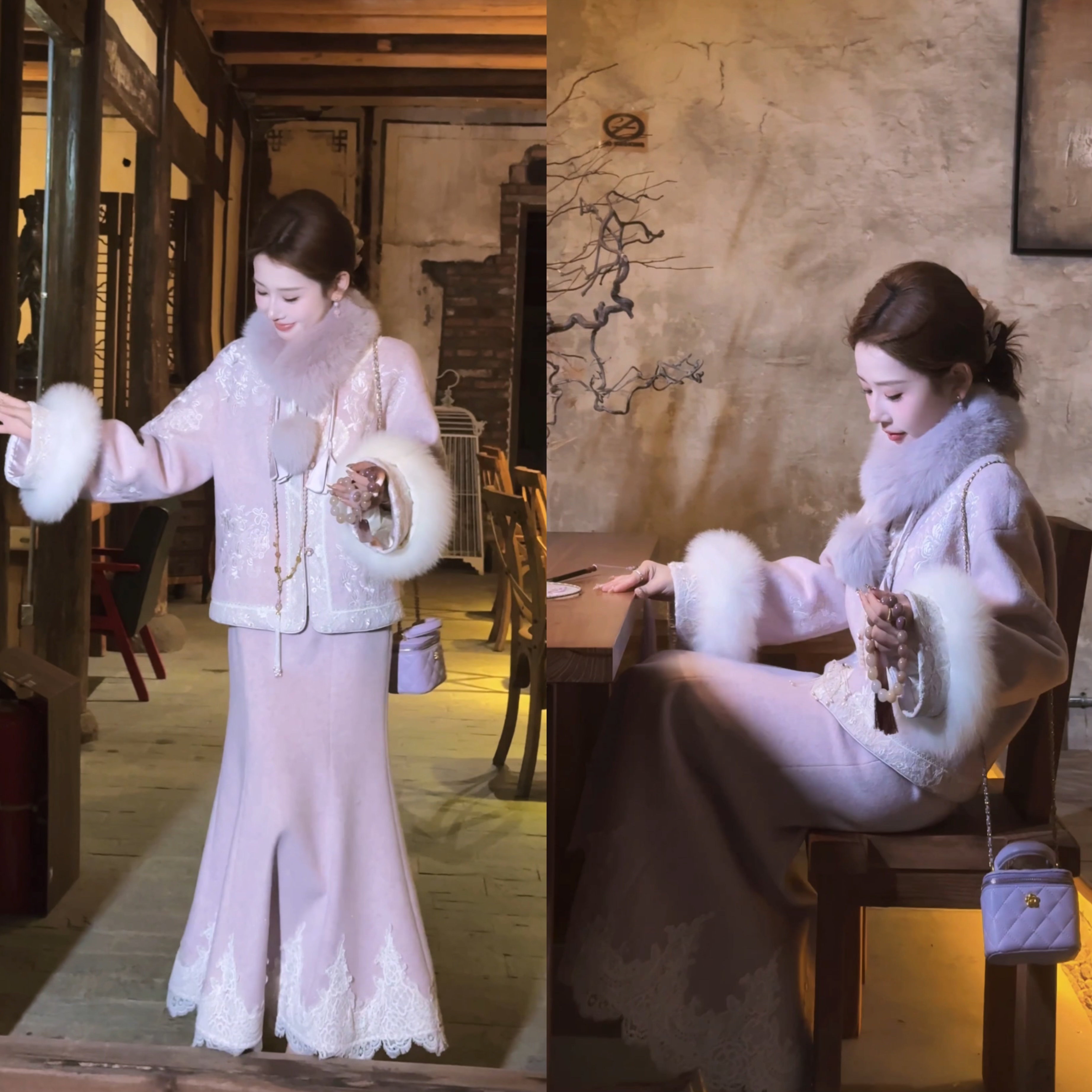 【婷婷】《紫钗记》 紫色超重工 刺绣羽绒鱼尾套装TT2SDTH2772