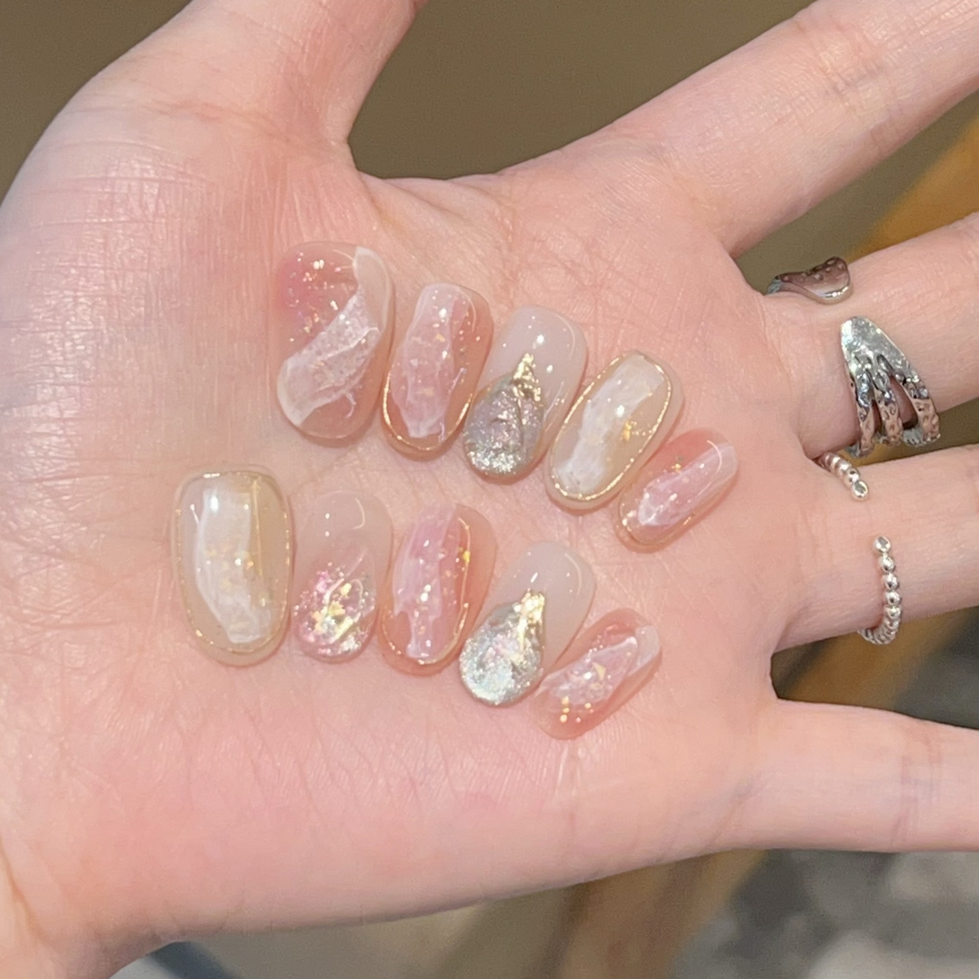 【蔷薇少女】裸色多层晕染醋酸纯手工穿戴甲款带盒子工具包