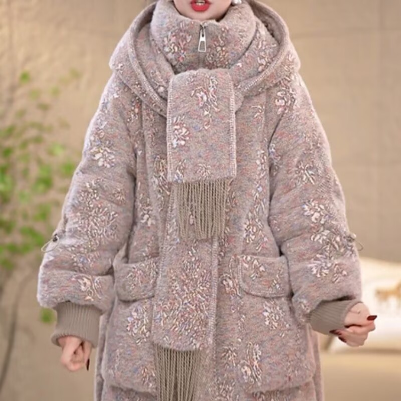 贵妃绒加厚羽绒服2026冬季新款90白鸭绒宽松加厚保暖优雅气质外套