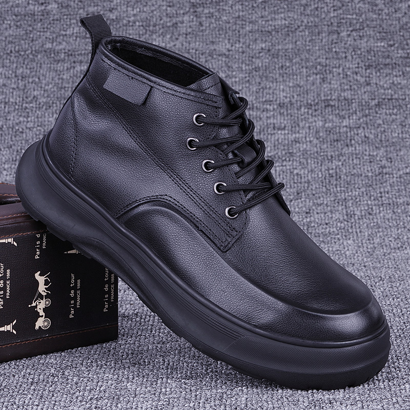 CATIA SELI秋冬新款马丁靴真皮软底皮鞋复古休闲男百搭高帮工装靴