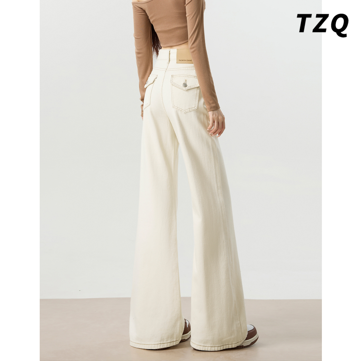 【梦梦专属】米白色微喇叭牛仔裤女秋2025新款高腰显高显瘦马蹄裤