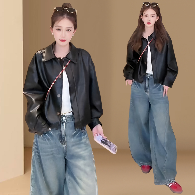 短款皮衣外套女2025春秋高级感黑色酷飒风小个子独特超好看皮夹克