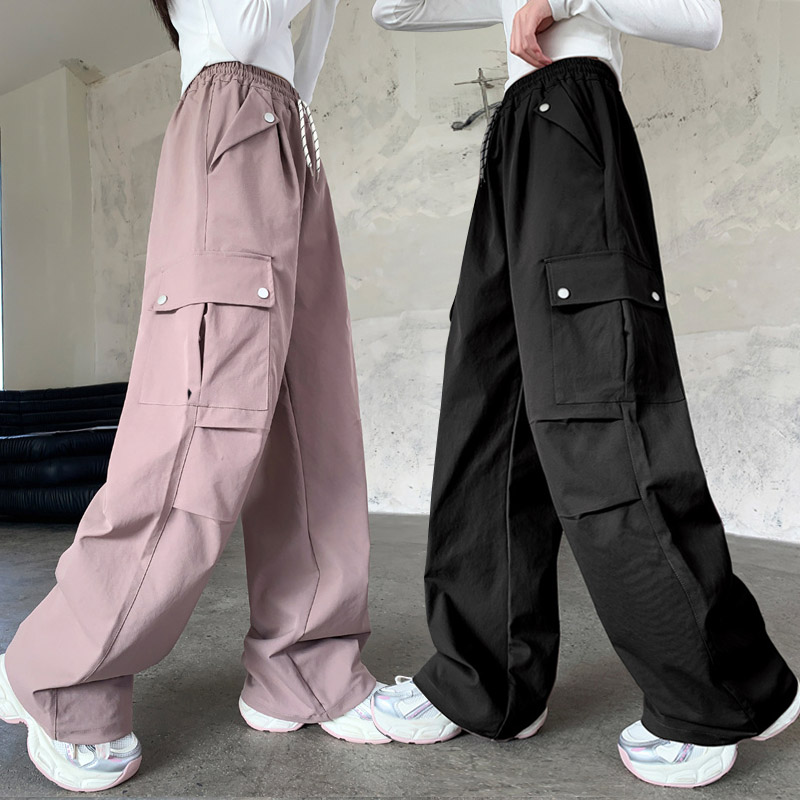 女童工装裤春秋2025新款女大童秋装直筒裤子儿童休闲裤秋季阔腿裤