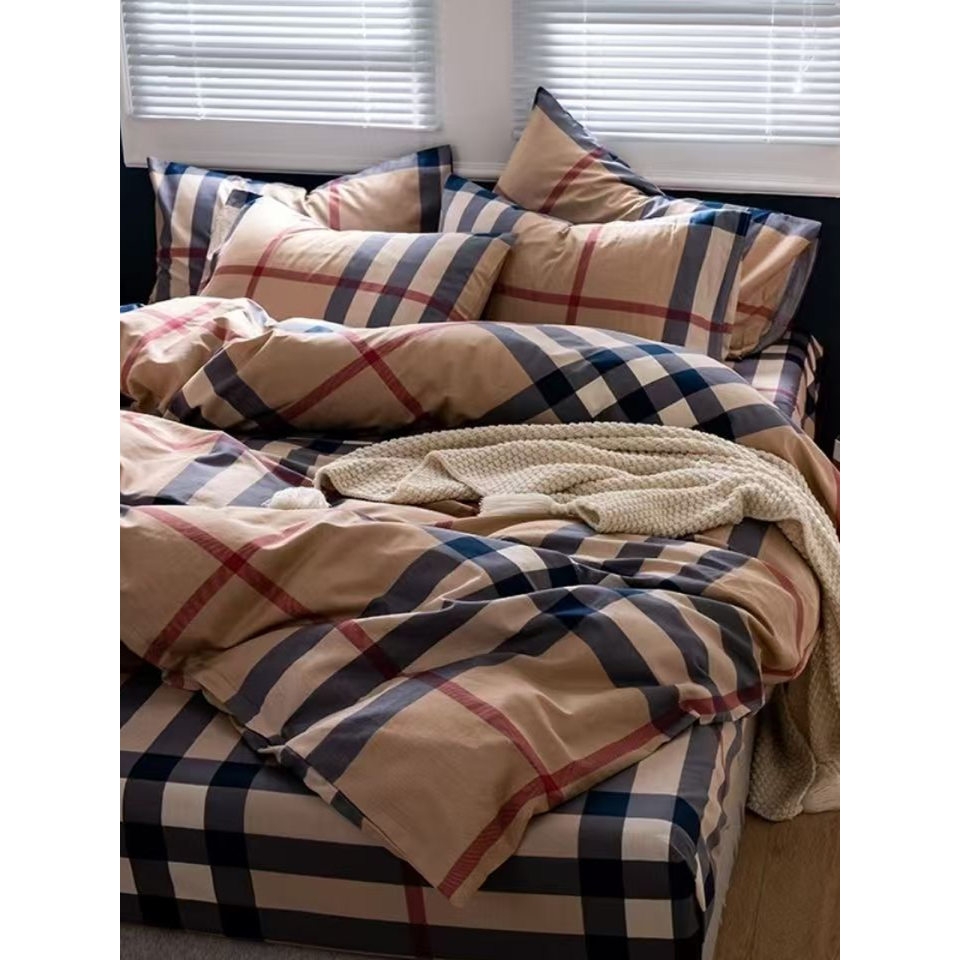 水星高端系列家纺香港网红全棉四件套纯棉床上用品床单北欧简约格