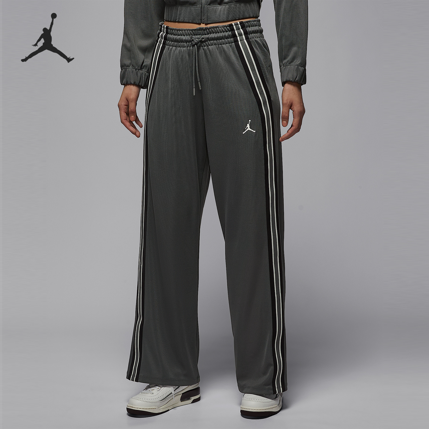 Nike/耐克正品JORDAN女士针织运动条纹宽松长裤HQ9219-068