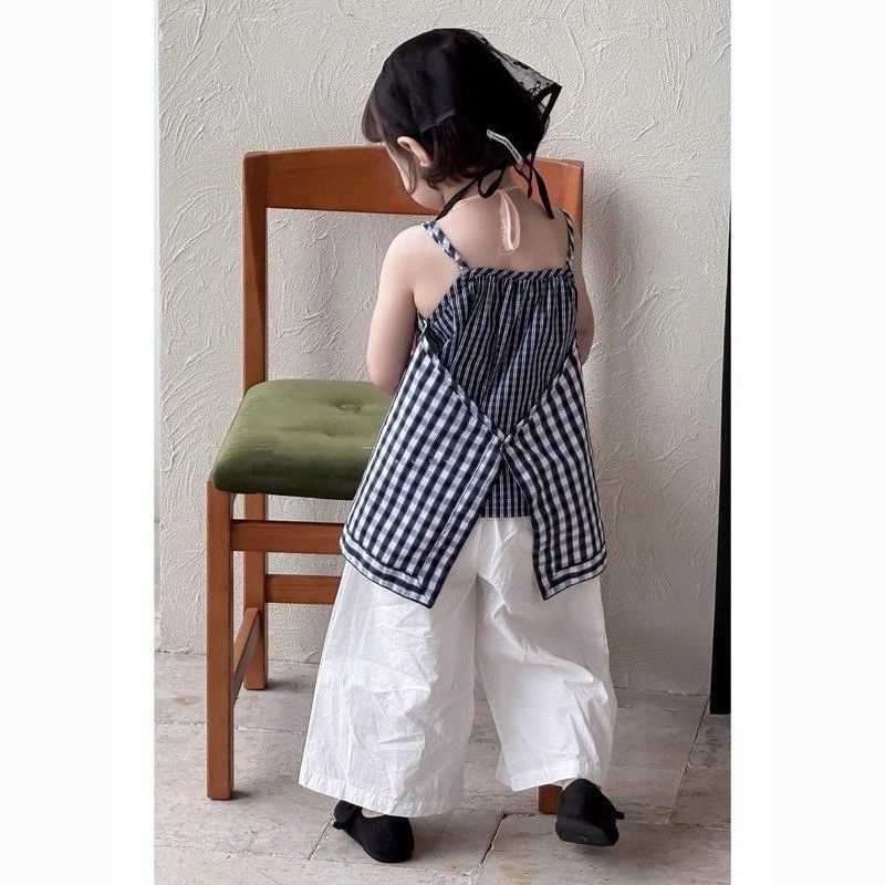 夏季女童儿童服装独特洋气时髦超好看宝宝夏日吊带阔腿裤两件套装