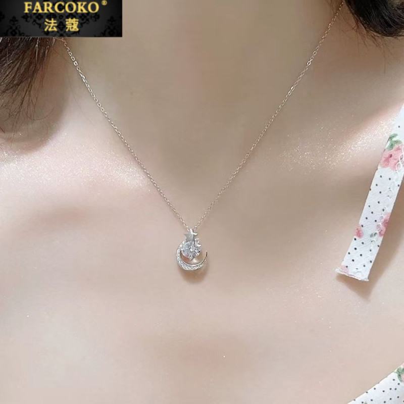 FARCOKO/法蔻 链子足银 星月项链女轻奢小众高级感生日礼物送女友