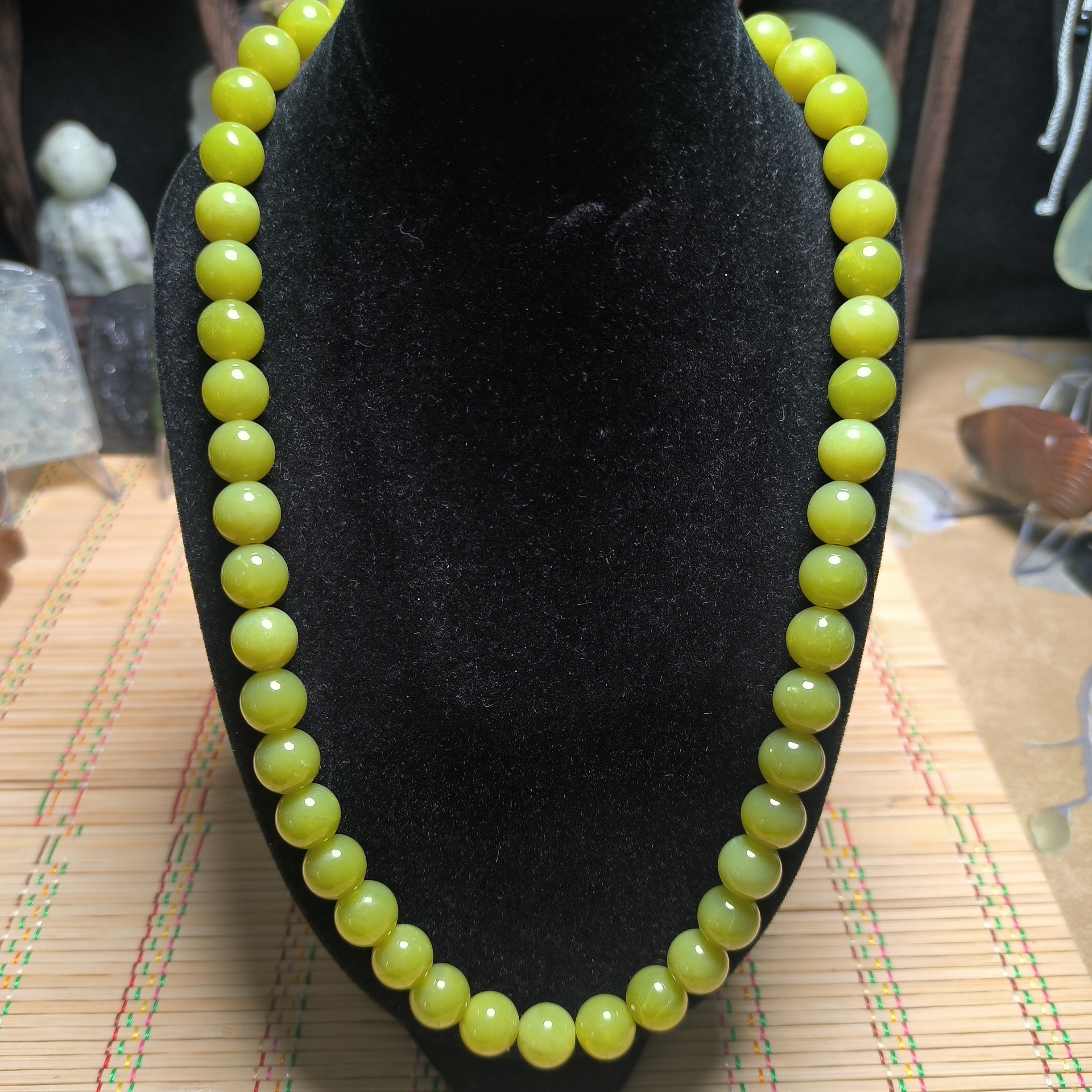 天然岫玉精品10mm项链手工打磨高品质满色满绿油润妈妈链