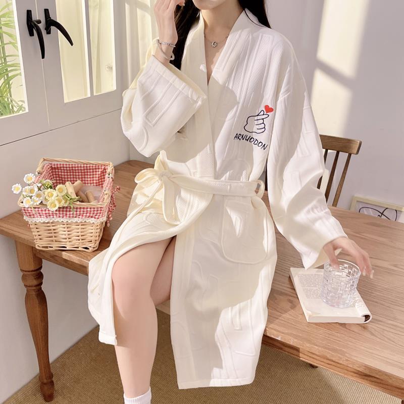 睡袍女春秋冬季长袖夹层浴袍超仙保暖新款睡裙性感纯欲外穿家居服