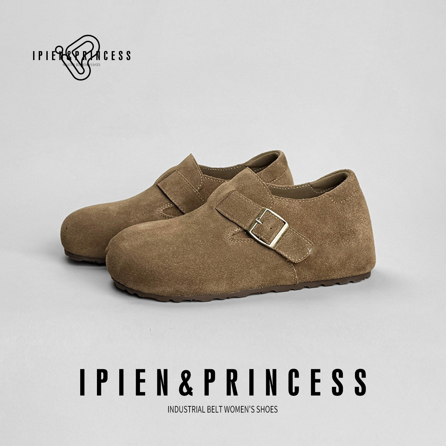 棕色复古全包勃肯鞋女2026秋季新款博肯鞋厚底增高加绒休闲单鞋子