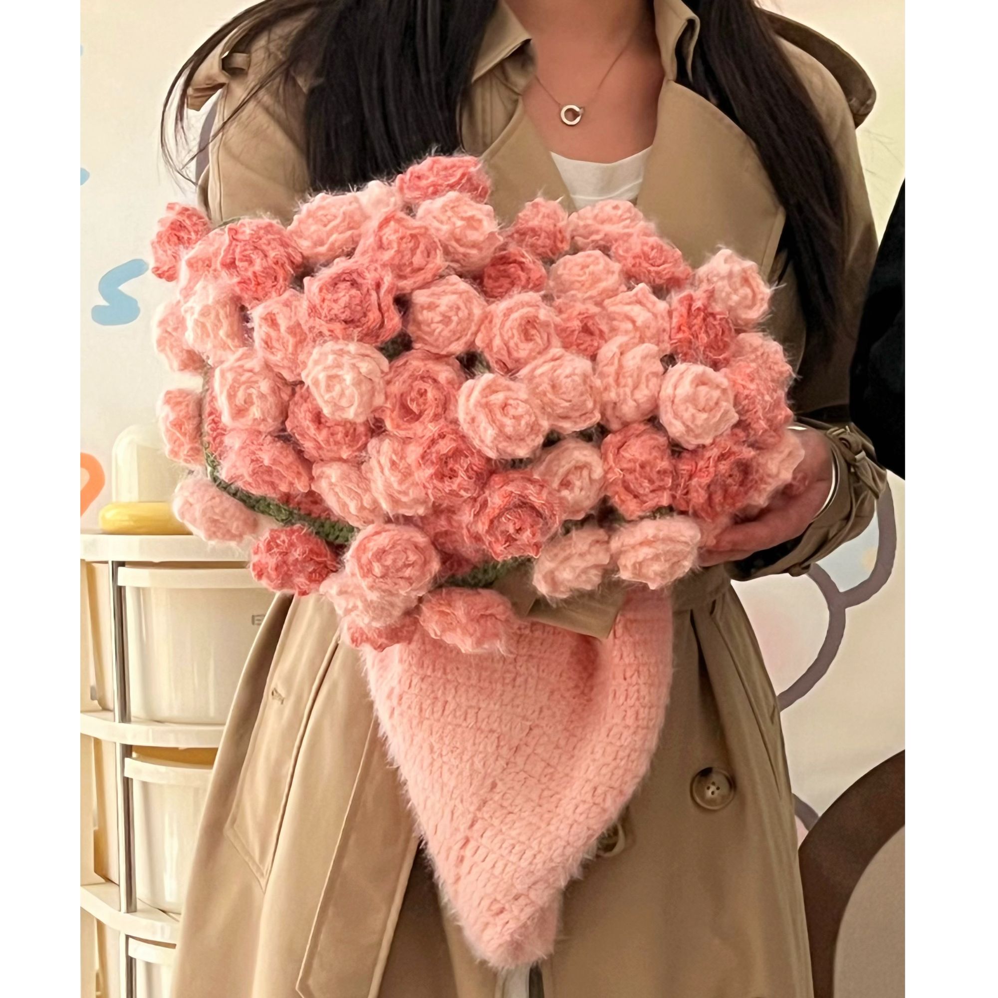 【优质渐变线 全套材料包含工具】花束毛毯玫瑰手工毯子diy教程礼物