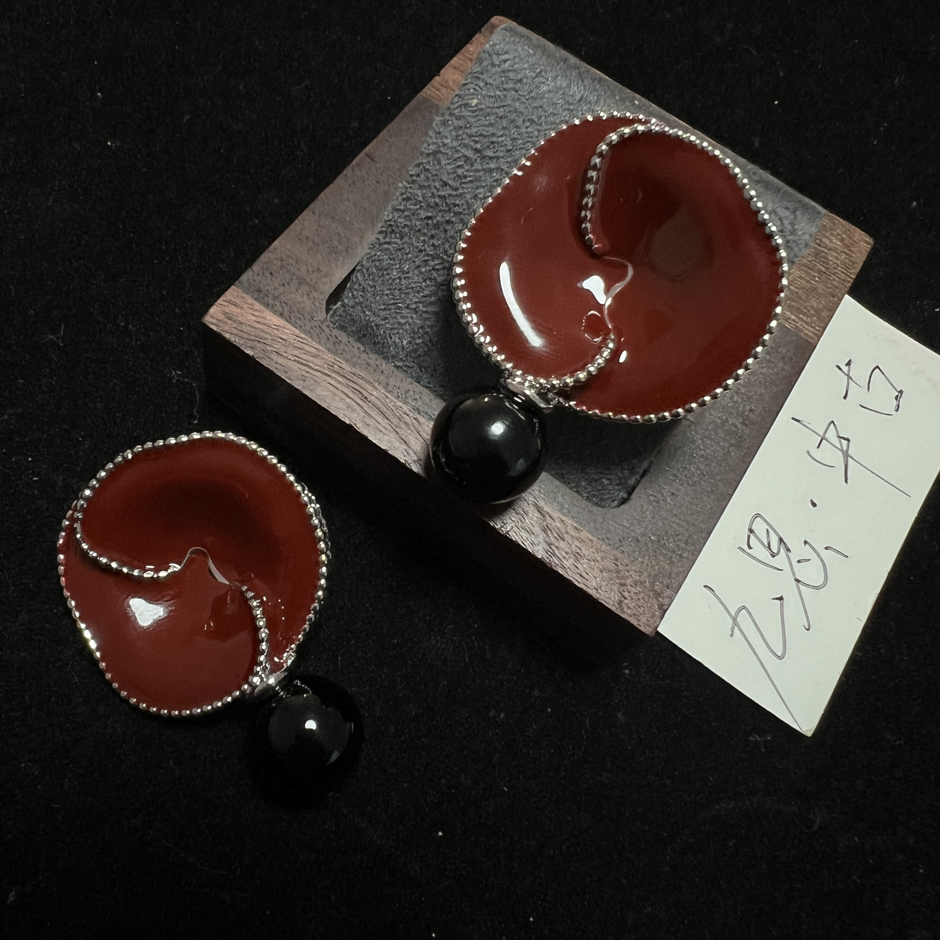 纯铜耳饰 铜合金不规则花卉滴油耳饰 时尚个性复古风高级感