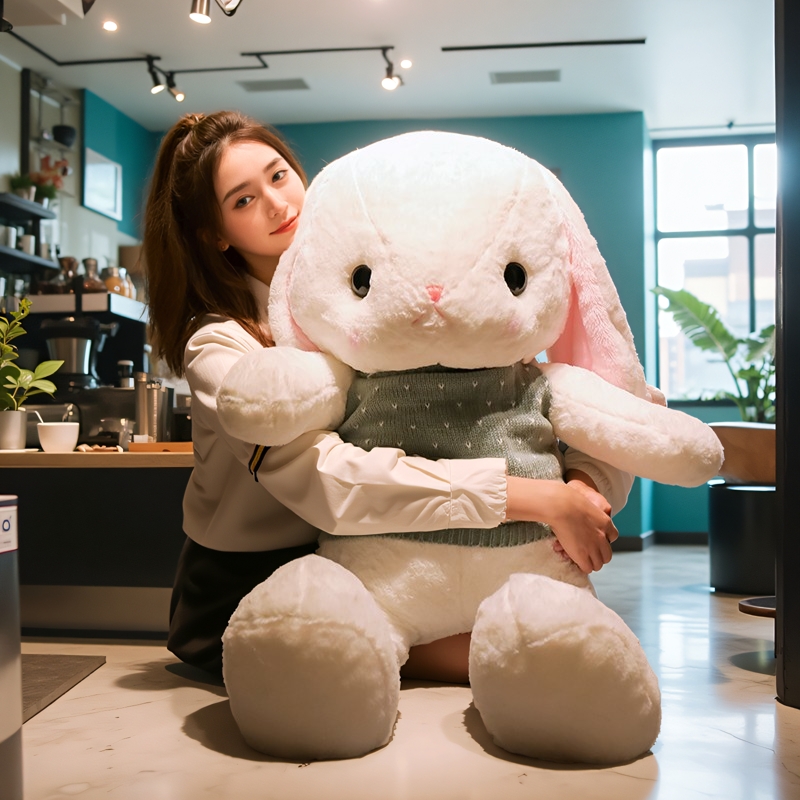 垂耳兔长耳朵兔子毛绒玩具大号床上抱枕可爱公仔兔兔玩偶布娃娃