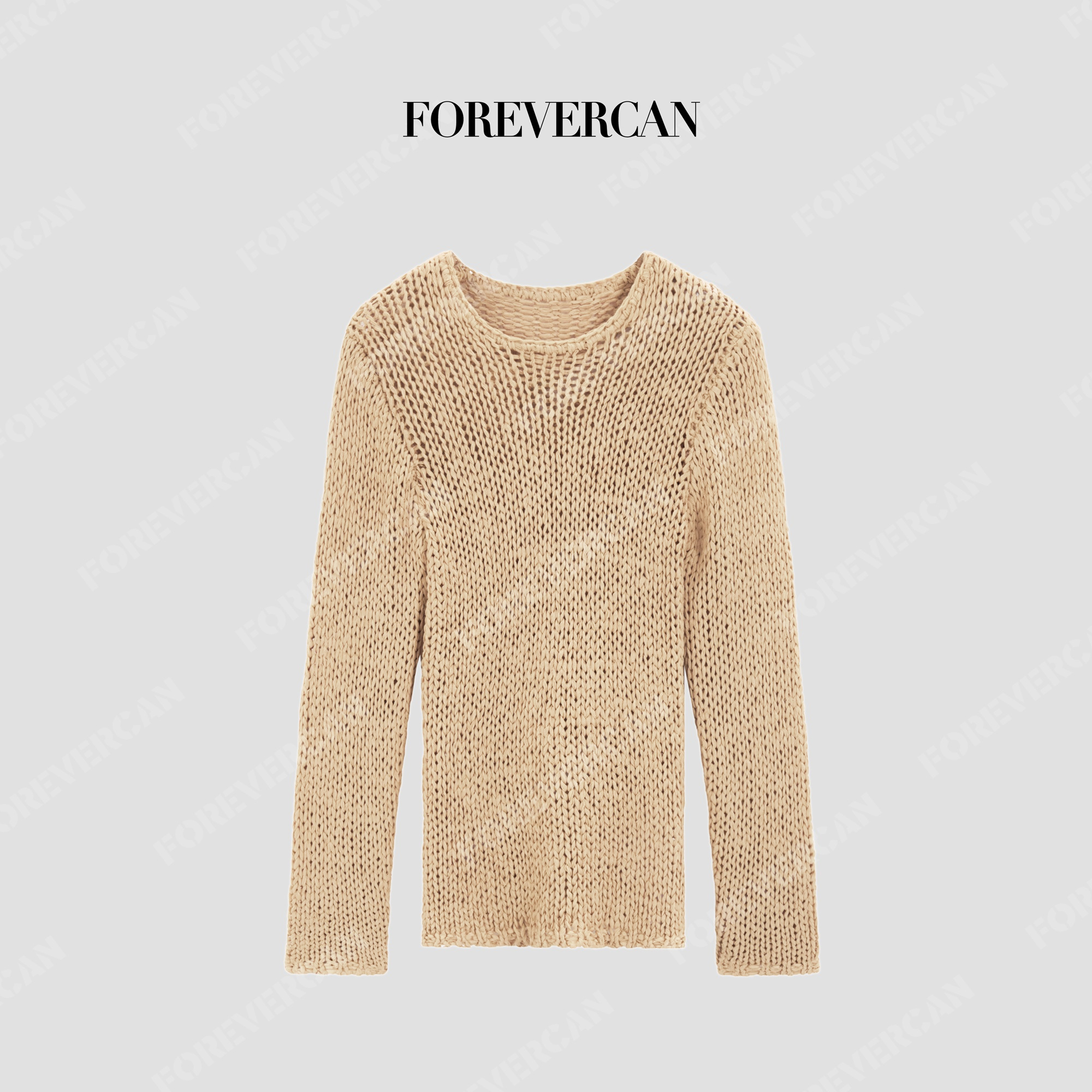 FOREVERCAN“日暮时分”简约舒适修身百搭圆领针织毛衣MY4761