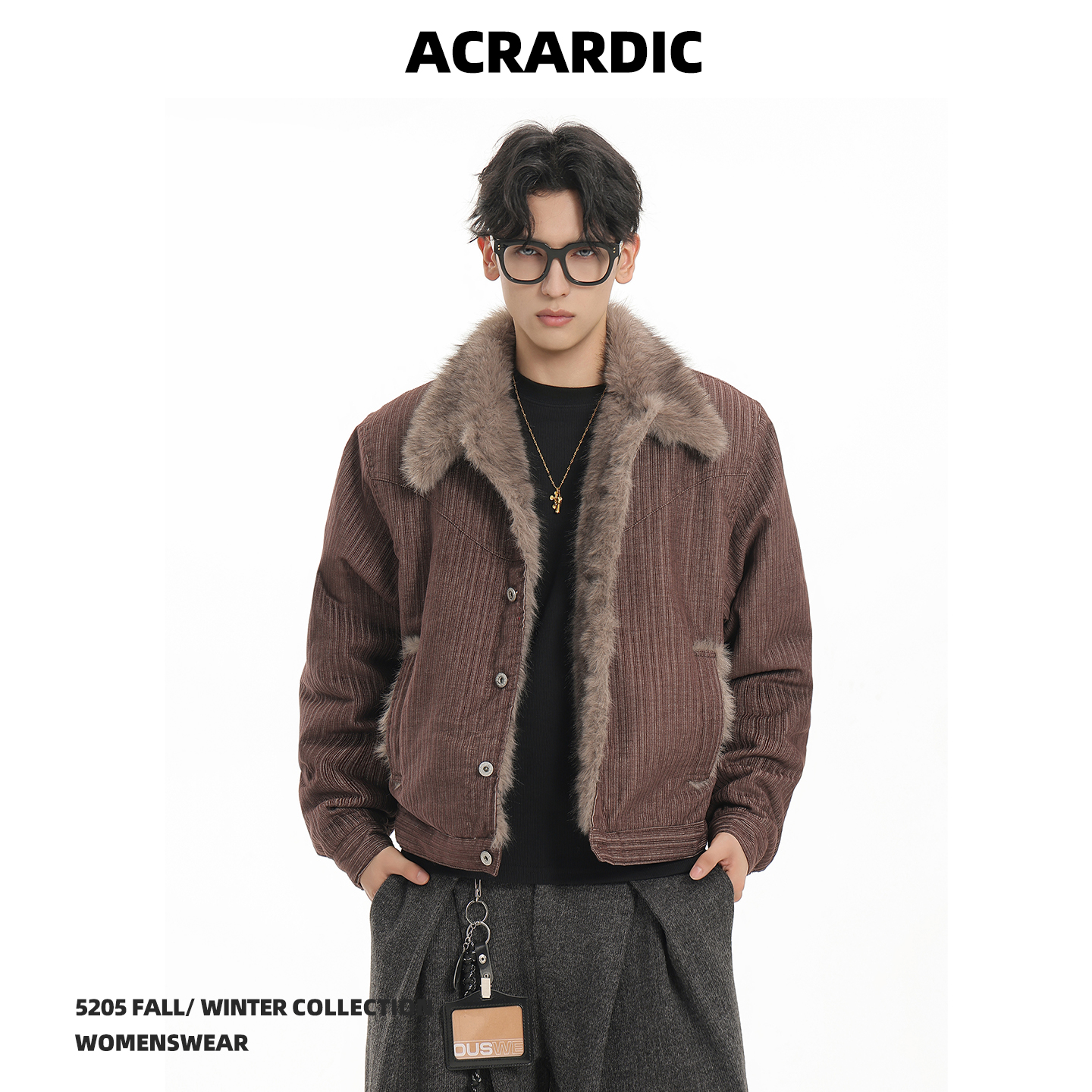 ACRARDIC美式高级感条纹座山雕棉衣男复古老钱风宽松保暖棉服外套