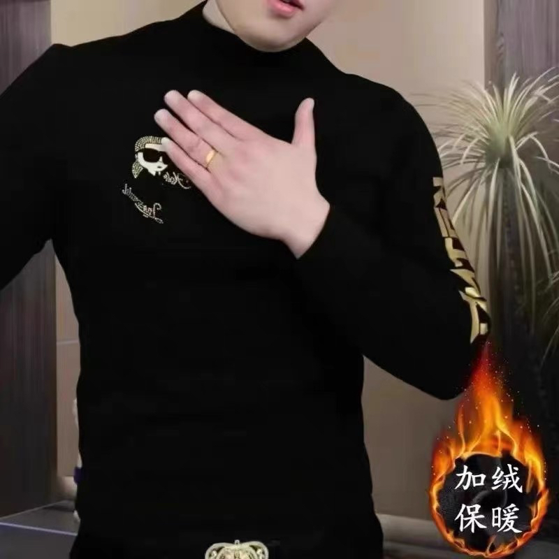 2025加厚款印花秋冬立领保暖卫衣百搭潮流加绒秋衣