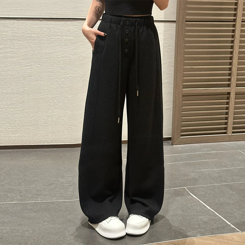 韩版时尚洋气高级感休闲裤女2026年早秋新款小个子洋气复古阔腿裤