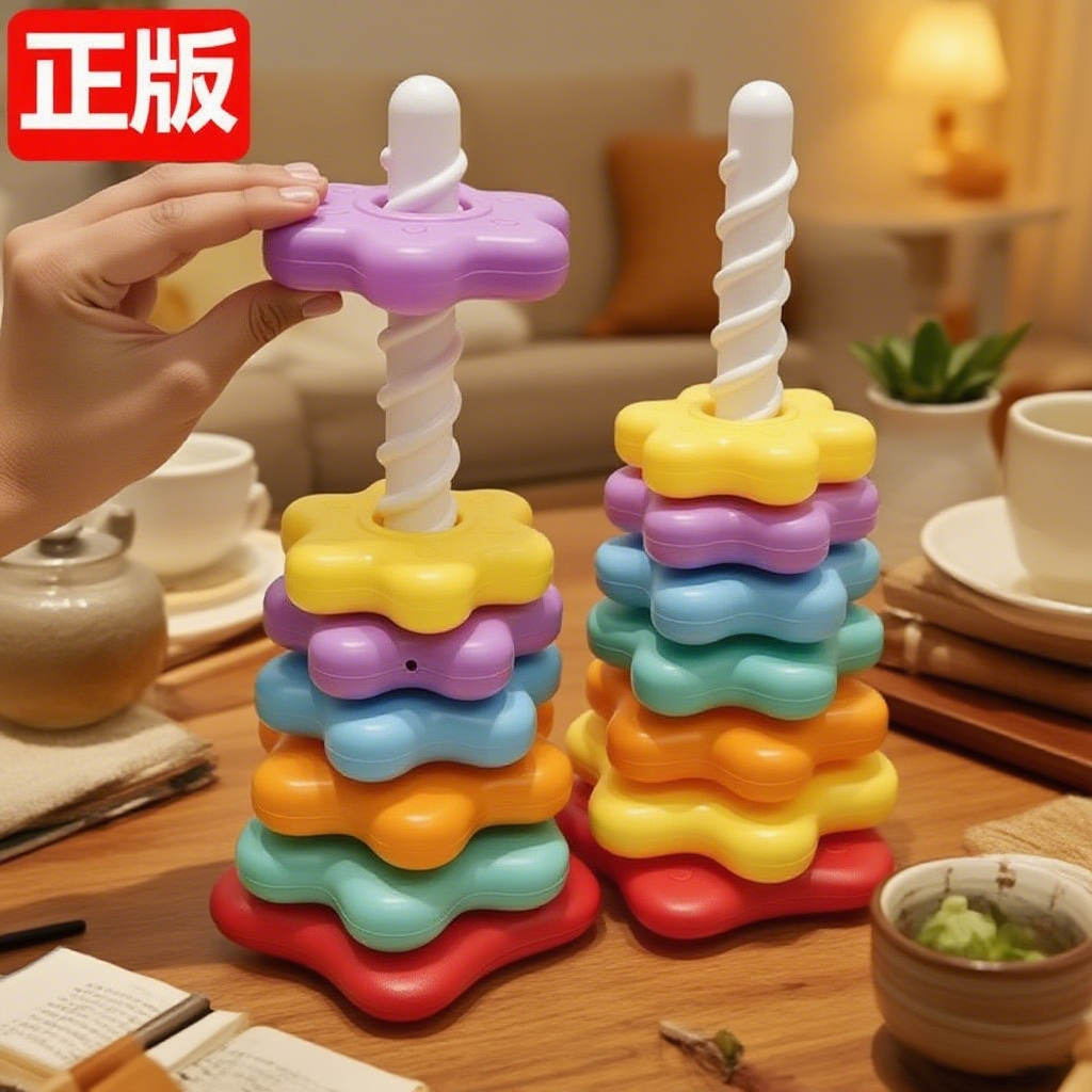 婴儿手抓球彩虹转转乐叠叠乐套圈1一3岁6宝宝转转塔2益智早教玩具