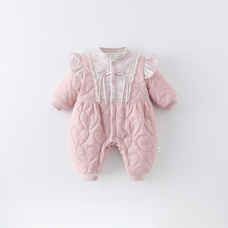 婴儿冬装加厚连体衣外出服秋冬夹棉宝宝国风公主超萌哈衣保暖爬服