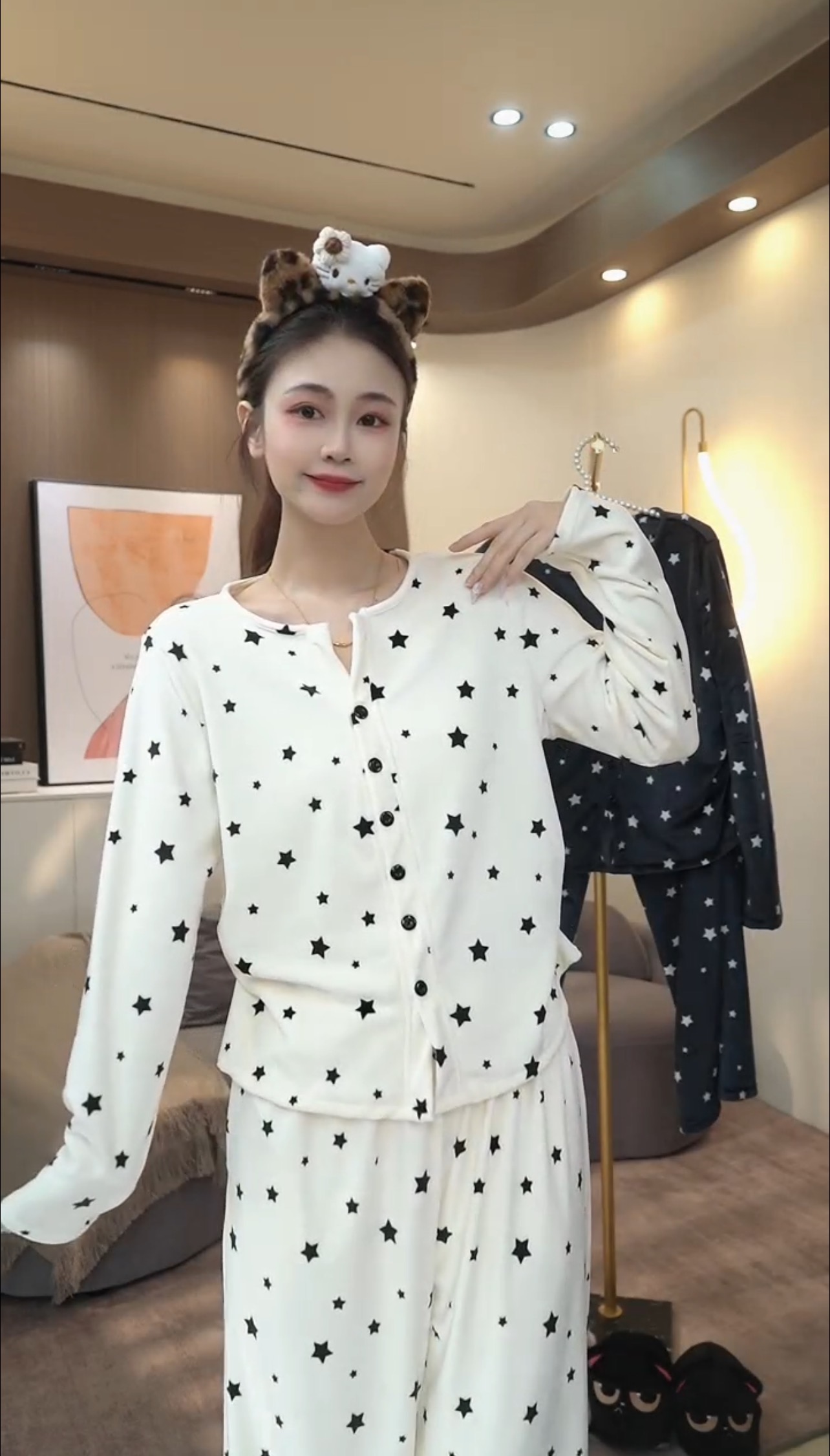 【秀秀家】海岛绒《晚安星》秋季时尚气质高定睡衣家居服套装