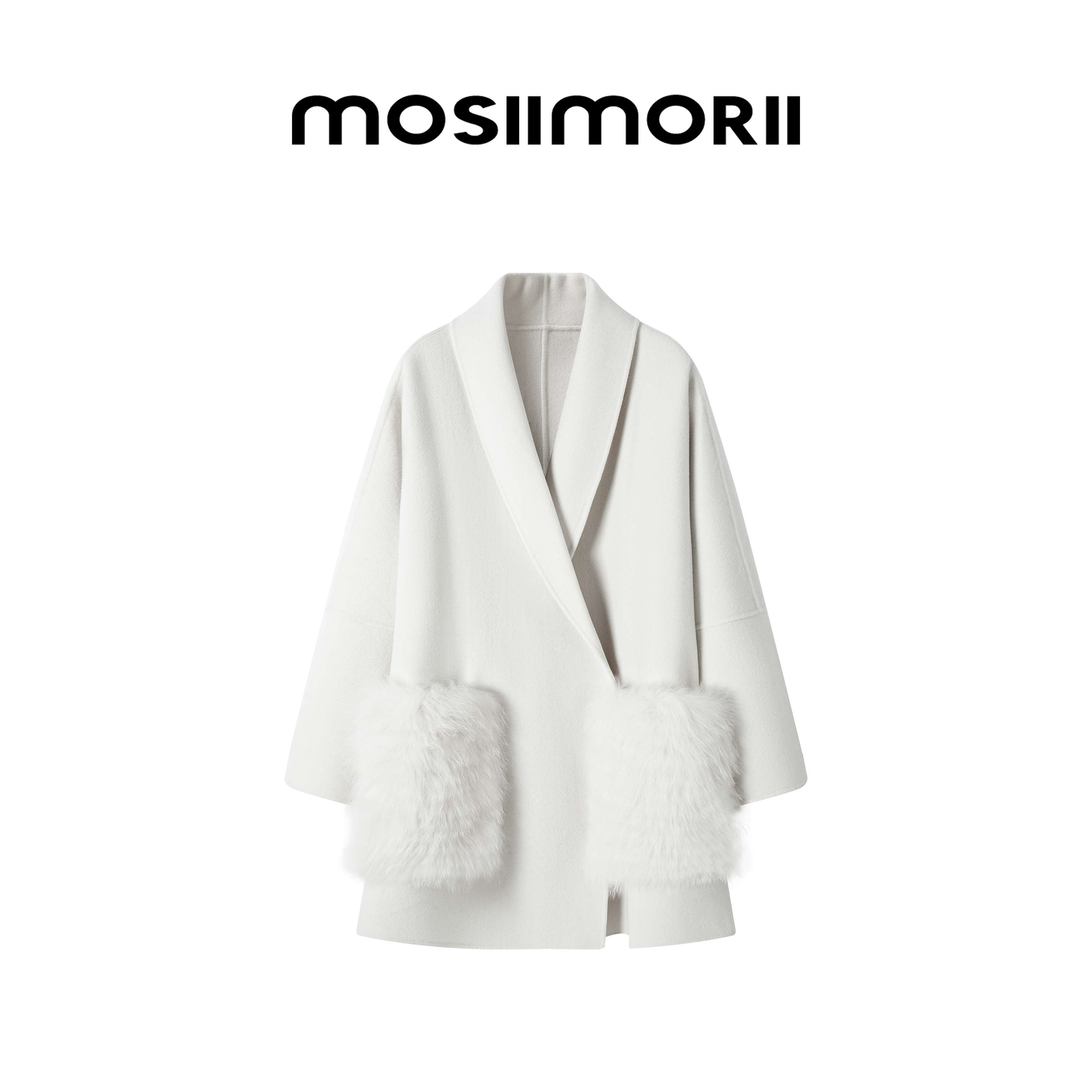 【云境之织】经典优雅气质狐狸毛廓形简约秋冬女士短款毛呢大衣