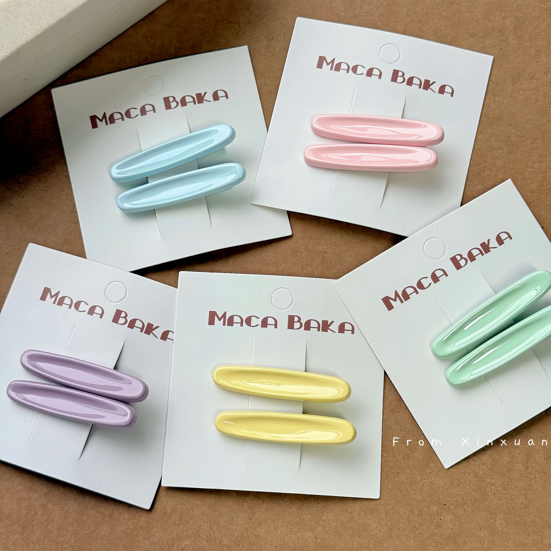 韩系马卡龙色金属椭圆发夹 鸭嘴夹 甜美刘海夹 百搭侧边夹 发夹