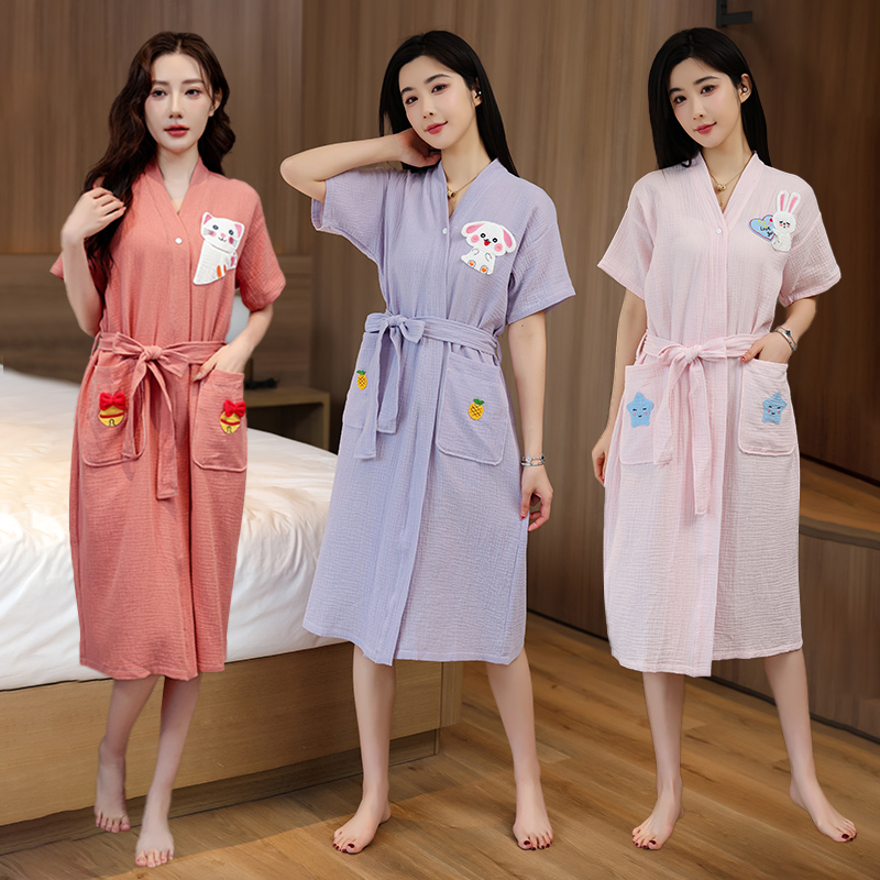 夏季成人纱布浴巾2025新款全棉纯棉浴袍可穿式速干女洗澡游泳大人