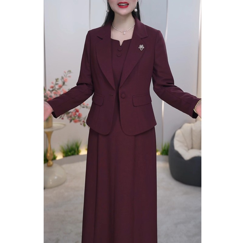 连衣裙2025新款女春秋季喜婆婆婚宴装妈妈礼服重要场合两件套裙子