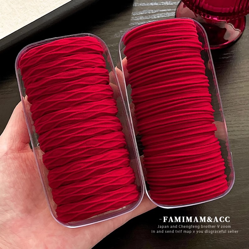 红色新年高马尾发绳2025新款高弹力耐用橡皮筋女扎头发圈头绳皮套