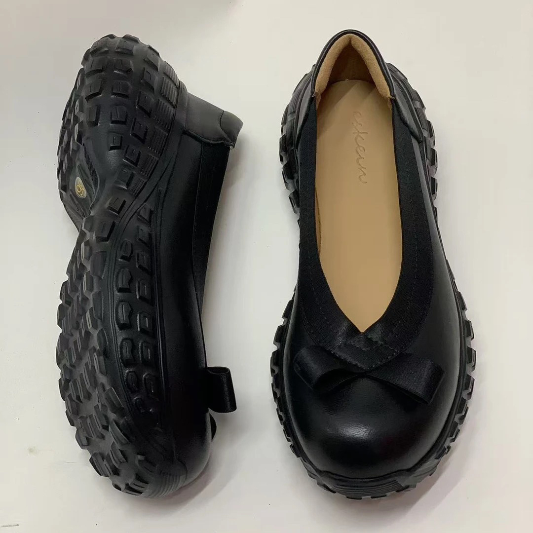 一斗金ESKEIN法式羊皮奶奶鞋轻便防滑厚底增高5厘米34-43码胖宽脚