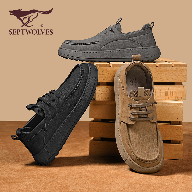 七匹狼男鞋爆款2025新款秋季懒人一脚蹬皮鞋男士复古软底休闲鞋
