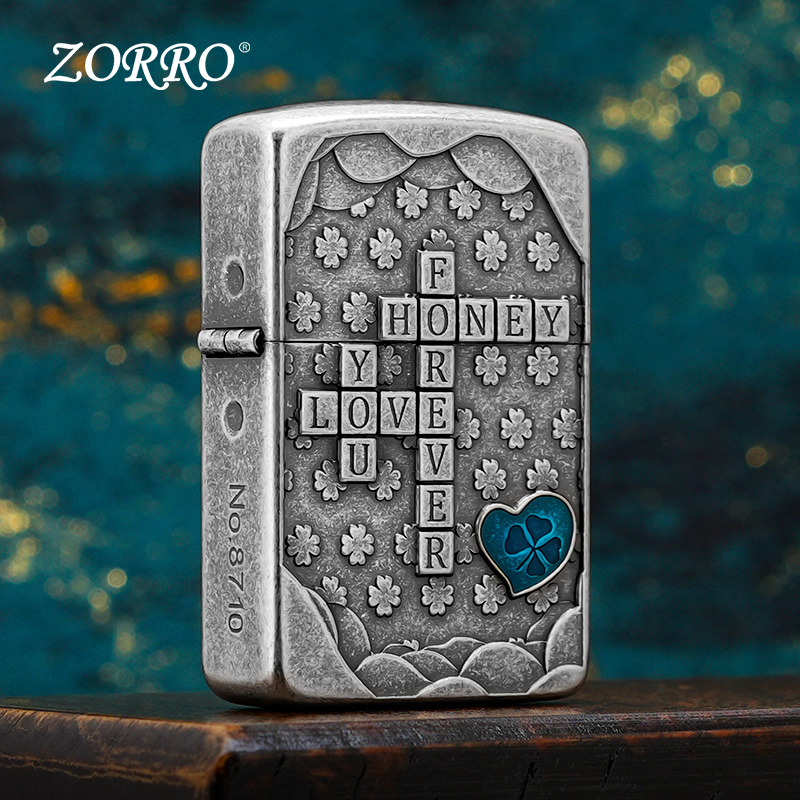 ZORRO佐罗Z910S二代四叶约定防风煤油打火机送男生七夕节日礼物