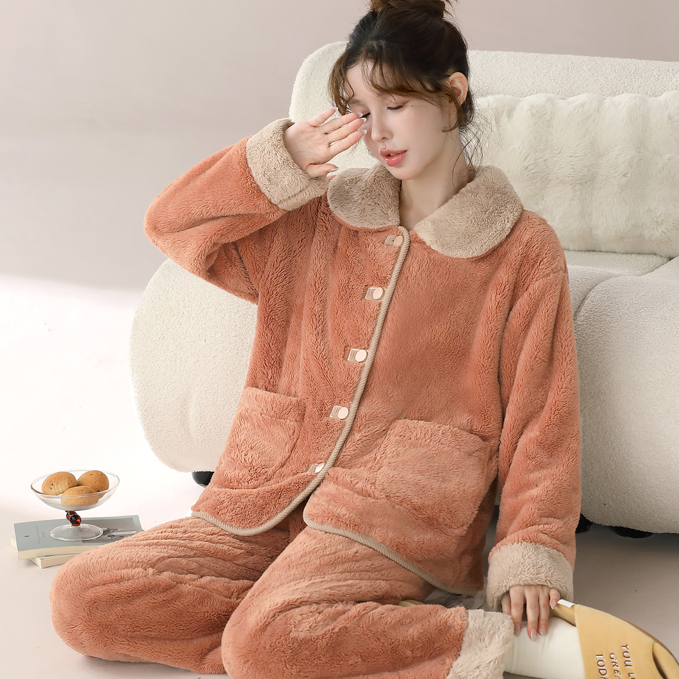 【云感锁温】可外穿法兰绒睡衣秋冬季新款女士加厚保暖雪花绒家居服