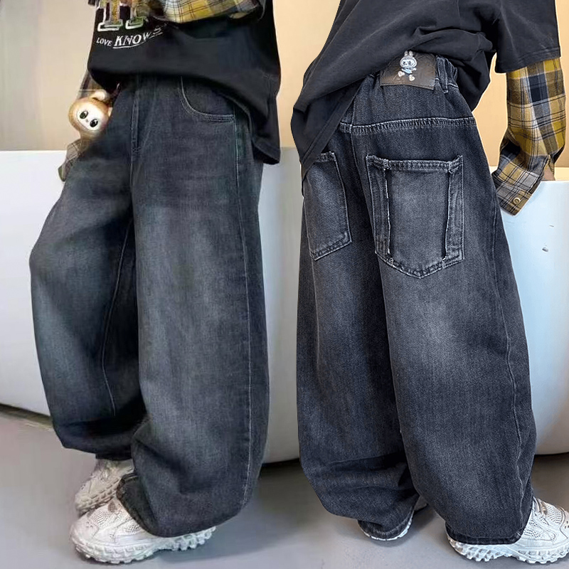 儿童装男童秋装直筒牛仔裤2025新款裤子大童秋季休闲宽松男孩长裤