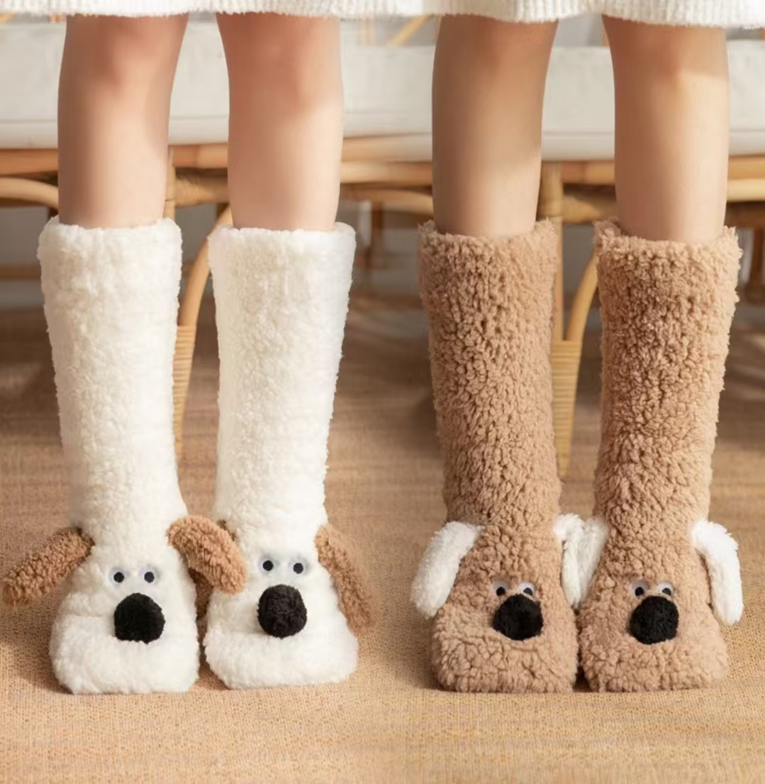 地板袜大人睡眠袜冬季雪地袜圣诞装饰袜子腿套地毯袜拖鞋居家套装