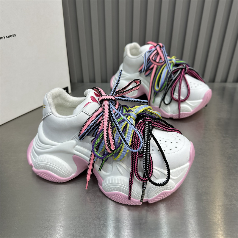 女款休闲白色厚底系带拼色加绒加厚网红时尚百搭透气ins潮流潮鞋