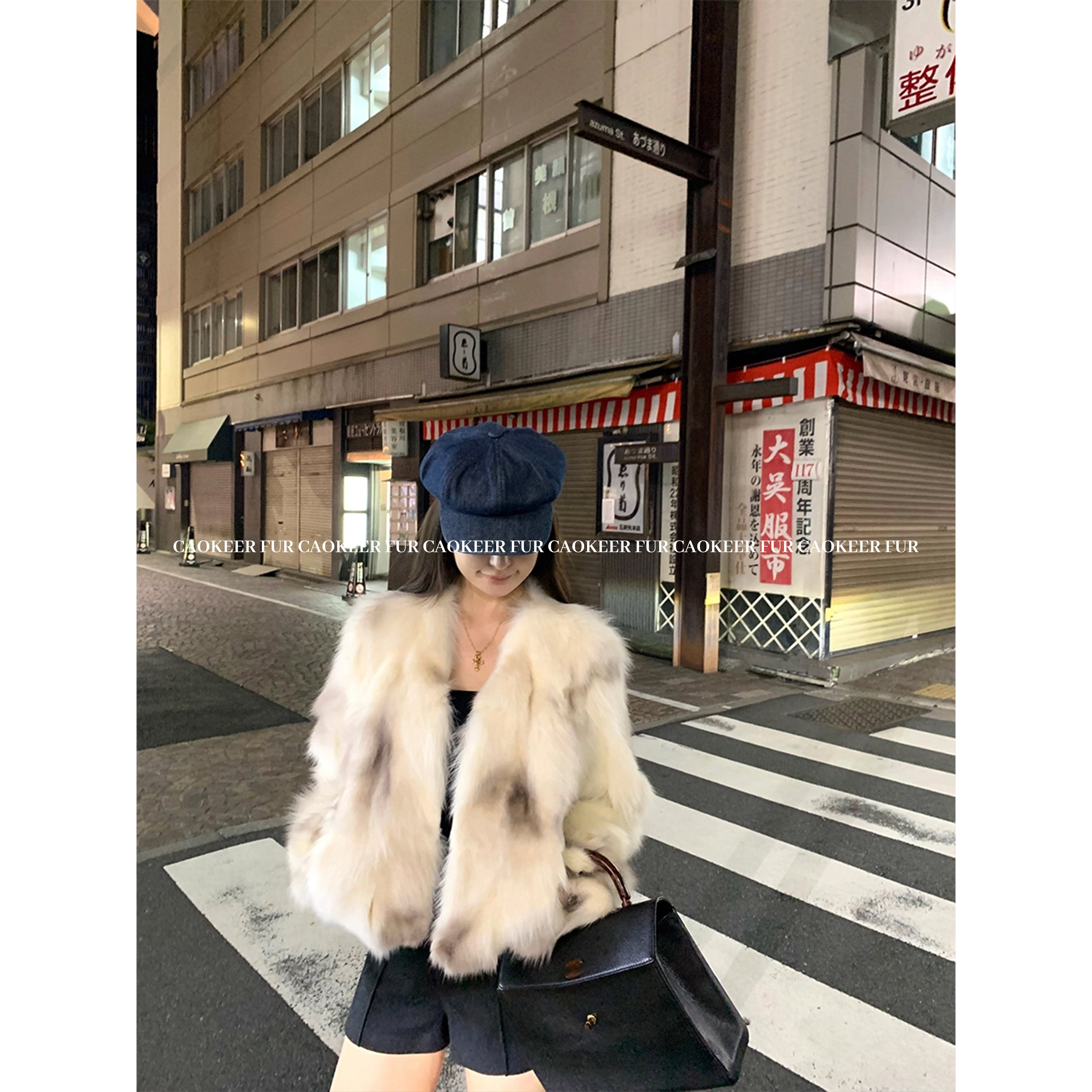 【月华流照】CAOKEER曹可儿时髦翻领晕染2025秋冬新款毛毛外套9911