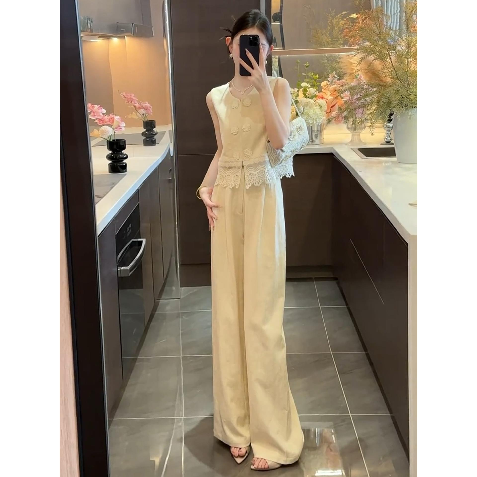 高端穿搭气质巨好看的套装2025女夏小香风上衣阔腿裤两件套女款